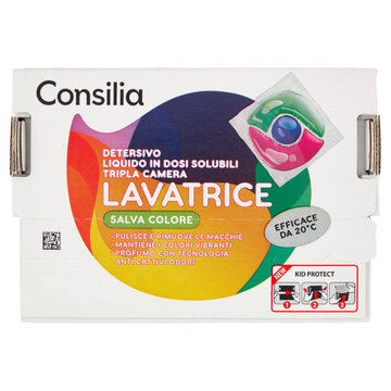 Consilia Detersivo Lavatrice Liquido Conc. per Capi Colorati 24 Capsule Idrosolubili 336 ml