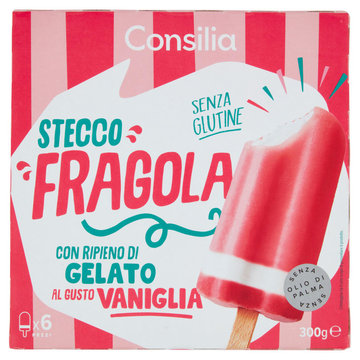 Consilia 6 Ghiaccioli alla Fragola Ripieni di Gelato 300 g