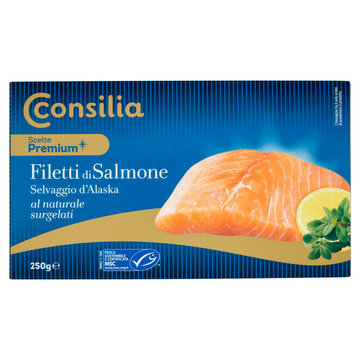 Consilia Scelte Premium Filetti di Salmone Selvaggio D'Alaska al Naturale Surgelati 2x125 g