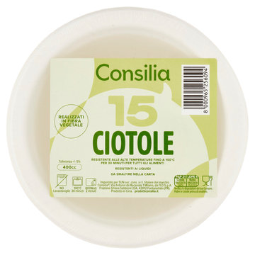 Consilia Ciotole in Fibra Vegetale Biodegradabili Compostabili 400 cc 15 pezzi