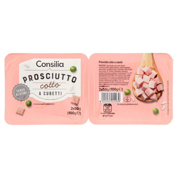 Consilia Prosciutto Cotto a Cubetti in Confezioni Salvafreschezza 2x50g