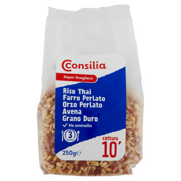 Consilia Cereali Secchi Misto Riso Thai, Farro Perlato, Orzo Perlato, Avena e Grano Duro 250 g