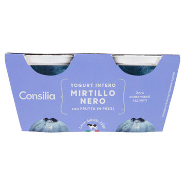 Consilia Yogurt Intero Mirtillo Nero con Frutta in Pezzi 2x125 g
