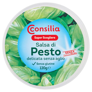Consilia Saper Scegliere Salsa di Pesto delicata senza aglio 130 g (senza olio di palma)