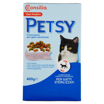 Consilia Petsy Gatto Sterilizzato Croccantini con Carni Bianche e Verdure 400 g